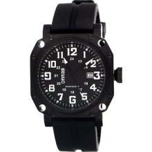 Breed Mens Bravo Analog Stainless Watch - Black Rubber Strap - Black Dial - BRD4004
