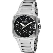 Breil Milano Mens Rod Chronograph Stainless Watch - Silver Bracelet - Black Dial - TW0767