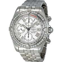 Breitling Chronomat Beige Dial Diamond Bezel Mens Watch A1335653-A653S