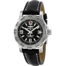Breitling Colt 33 Black Dial Stainless Steel Black Leather Ladies ...