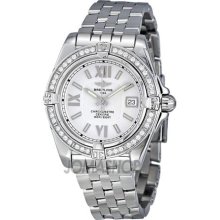 Breitling Galactic 36 Silver Dial Diamond Mens Watch A7135653-G649SS