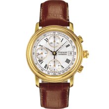 Bridgeport Men's Automatic Chronograph Watch - Silver Dial with Brown Leather Strap