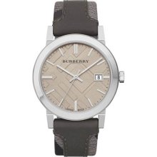 BU9020 Burberry City men women watch 38mm brown leather smoked check sapphire