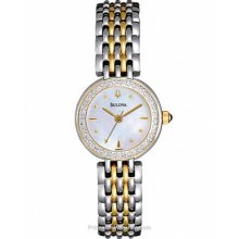 Bulova Ladies 16 Diamond Dress Watch - Mother-of-Pearl Dial - Two-Tone 98R151