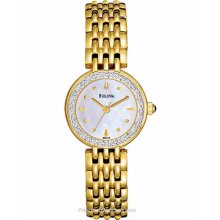 Bulova Ladies 16 Diamond Dress Watch Mother-of-Pearl Dial 98R148