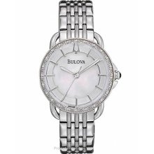 Bulova Ladies 24 Diamond Dress Watch Mother-of-Pearl Dial 96R146