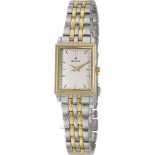 Bulova Ladies Square Stainless & Gold Tone Dress Watch 98L146