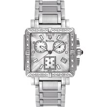 Bulova Ladies Stainless Steel Diamond Chronograph Silver Dial 96R000