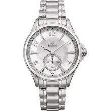 Bulova Ladies Stainless Steel Adventurer Mother Of Pearl Dial Link Bracelet Diamonds 96P116