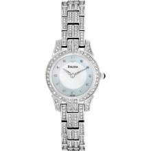 Bulova Ladies Stainless Steel Dress Swarovski Crystal Crystal Bezel Links 96L149