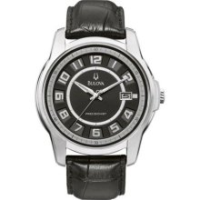 Bulova Men's 96B127 Calf Skin Quartz Watch with Black Dial ...