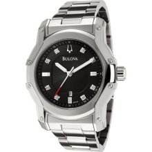 Bulova Men's 96D109 Diamond Black Dial Bracelet Watch