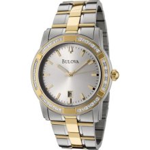 Bulova Men's 98e104 Diamond Accented Stainless Steel Bracelet Watch