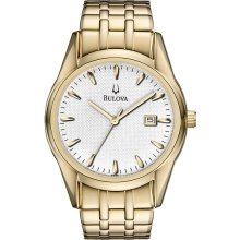 Bulova Men's Gold Tone Stainless Steel Silver Tone Dial 97B109