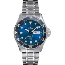 Bulova Mens Marine Star Stainless Blue Dial Watch - 98C62