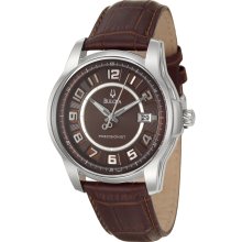 Bulova Men's 'Precisionist' Stainless Steel/ Brown Leather Watch
