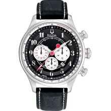 Bulova Men's Stainless Steel Adventurer Quartz Black Dial Strap Chronograph 96B150