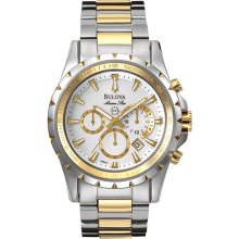 Bulova Men's Two Tone Stainless Steel Marine Star Chronograph Silver Dial 98B014