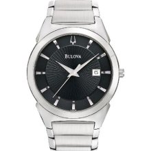 Bulova Steel Bracelet Date Window Black Dial Men's watch #96B149