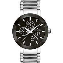 Bulova Steel Multifunction Bracelet Black Dial Men's Watch #96C105