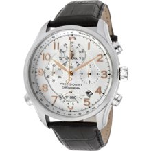 Bulova Watches Men's Wilton Chronograph Silver Dial Black Genuine Leat