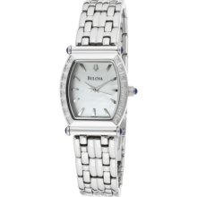 Bulova Watches Women's Diamond White Mother Of Pearl Dial Stainless St
