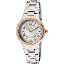 Bulova Watches Women's Rosedale Diamond White Dial Two Tone Stainless