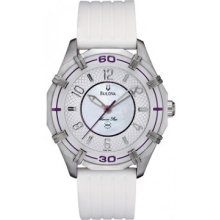 Bulova Womens Marine Star Solano Stainless Watch - White Rubber Strap - White Dial - 96L144