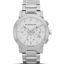 Burberry Brushed Stainless Steel Chronograph Watch - Silver