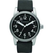Burberry Bu7805 Men's Military Black Leather Watch