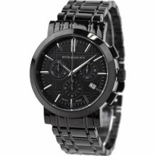 Burberry Men's Heritage Black Stainless Steel Case and Bracelet Chronograph Black Dial Date Display BU1385