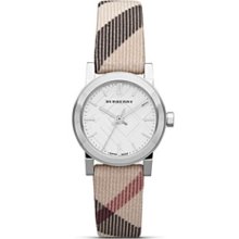 Burberry Small Silver Check Strap Watch, 26mm