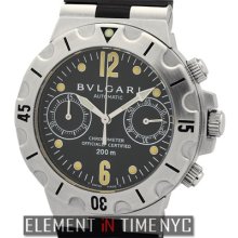 Bvlgari Scuba Chronograph Stainless Steel Black Dial 38mm Scb38s