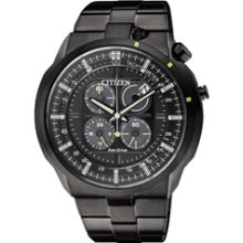 CA0485-52E - 2013 Citizen Eco-Drive Bullhead Chronograph Black Ion Plated 100m Tachy Watch