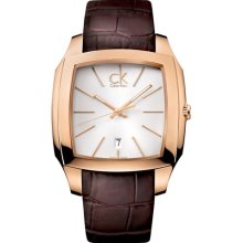 Calvin Klein K2K21620 Watch Recess Mens - Silver Dial Rose Gold Case Quartz Movement