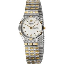 Caravelle Bulova Expansion Band Two Tone Day Date Mens Watch 45C10