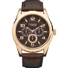 Caravelle By Bulova Brown Leather And Brown Dial Watch 44c100