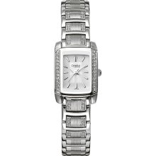 Caravelle Ladies Crystal Dress Watch Silver-Tone 43L010