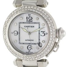 Cartier Pasha C 2324 Custom Diamond White Pearl Automatic Ladies Watch