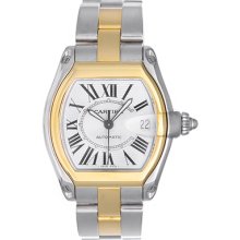 Cartier Roadster Men's Steel & Gold 2-Tone Watch W62031Y4 Silver Dial