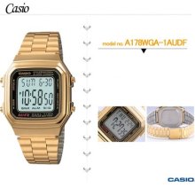 Casio A178wga-1a Gold Tone Stainless Steel Digital Chronograph Watch A178wg-1