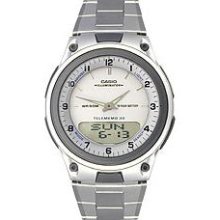 Casio Ana-digi Steel Bracelet White Dial Men's watch #AW80D7AV