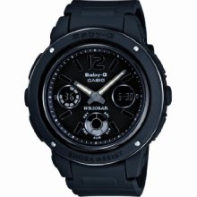 Casio Baby-G Ladies Quartz Watch With Black Dial Analogue - Digital Display And Black Resin Strap Bga-151-1Ber