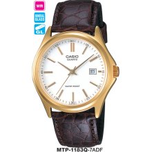 CASIO GENTS DATE MTP1183 MTP-1183Q-7AD Leather men Watch Brand New w/ Calendar