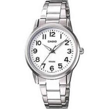 Casio Ltp-1303D-7Bvef Ladies Watch Quartz Analogue White Dial Silver Steel Strap