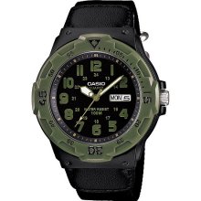 Casio Mens Black and Green Sport Analog Dive Watch with