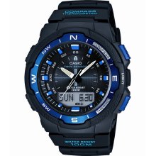 Casio Men's Black Resin Analog-Digital Twin Sensor Multi-Function Watch