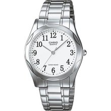 Casio Men's Core MTP1275D-7B Silver Stainless-Steel Quartz Watch with White Dial