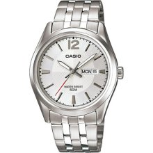 Casio Men's Core MTP1335D-7AV Silver Stainless-Steel Quartz Watch with Silver Dial