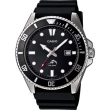 Casio Mens Dive-Style Watch with Black Resin Strap Black One Size